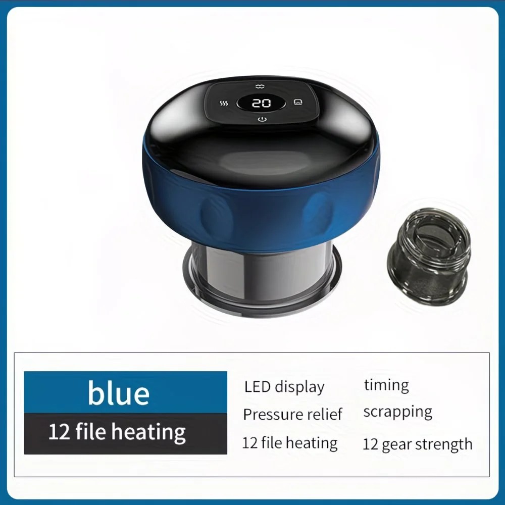 Blue Smart Cupping Massager: Wireless & Portable/One-Button Pressure Release/12-Level Red Light Heat Therapy, Detachable & Easy to Clean, Full-Body Applicable for Circulation Boost, Revitalize Your Body and Mind at Home or On the Go - Image 1