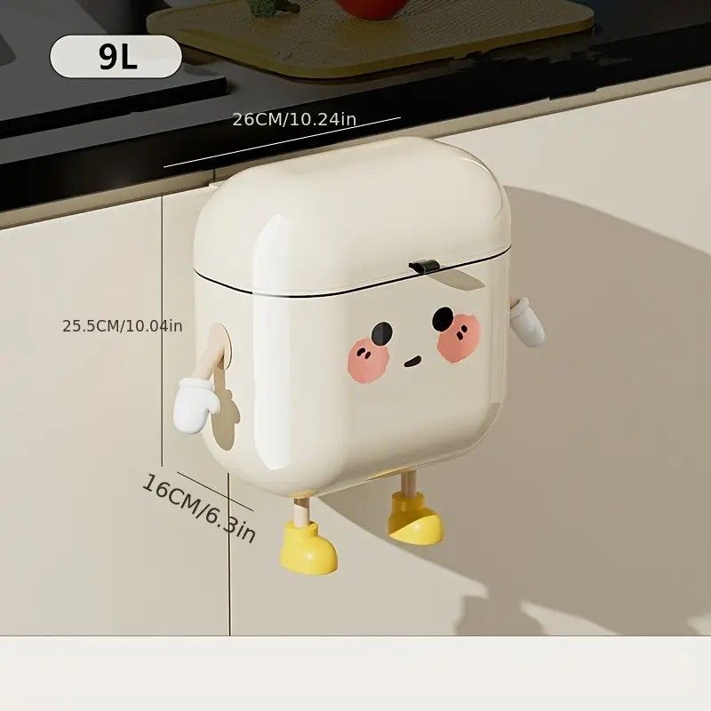 Wall Mount Kitchen Bin No Drill Adhesive Cabinet Door  9L Space Saver - Image 1