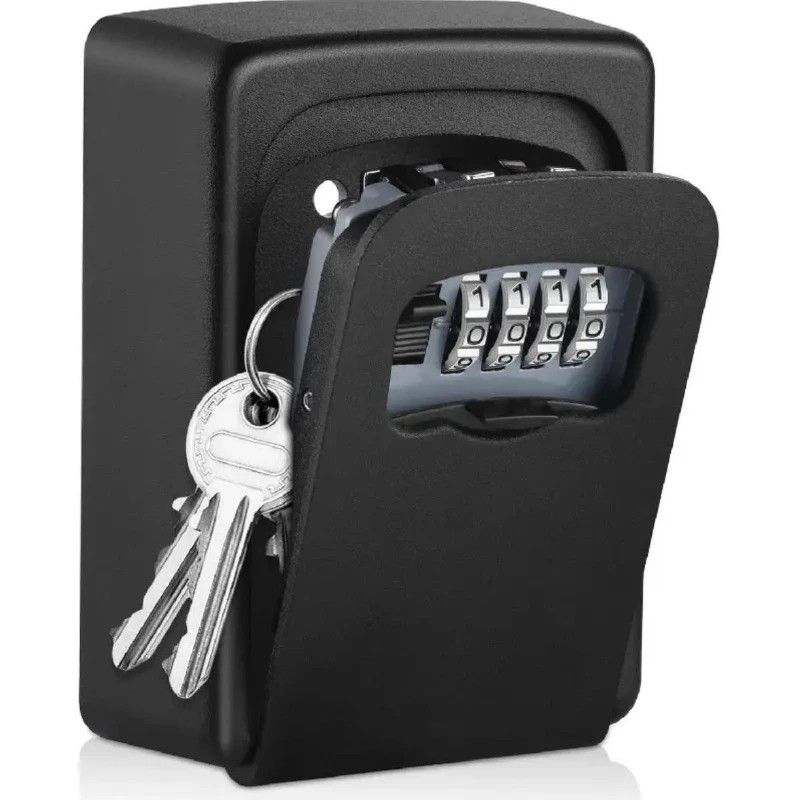 Household Wall-Mounted Key Box, Waterproof Secure Key Lockbox with Combination Lock, Large-Capacity Outdoor Key Safe for Storing Spare House Keys.BLACK - Image 1