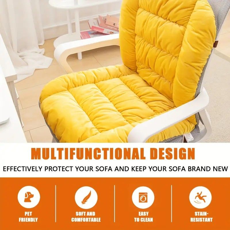 Winter Thick Fleece Seat & Back Cushion Set - 90cm Sofa Office Chair Warmer (PINK) - Image 4