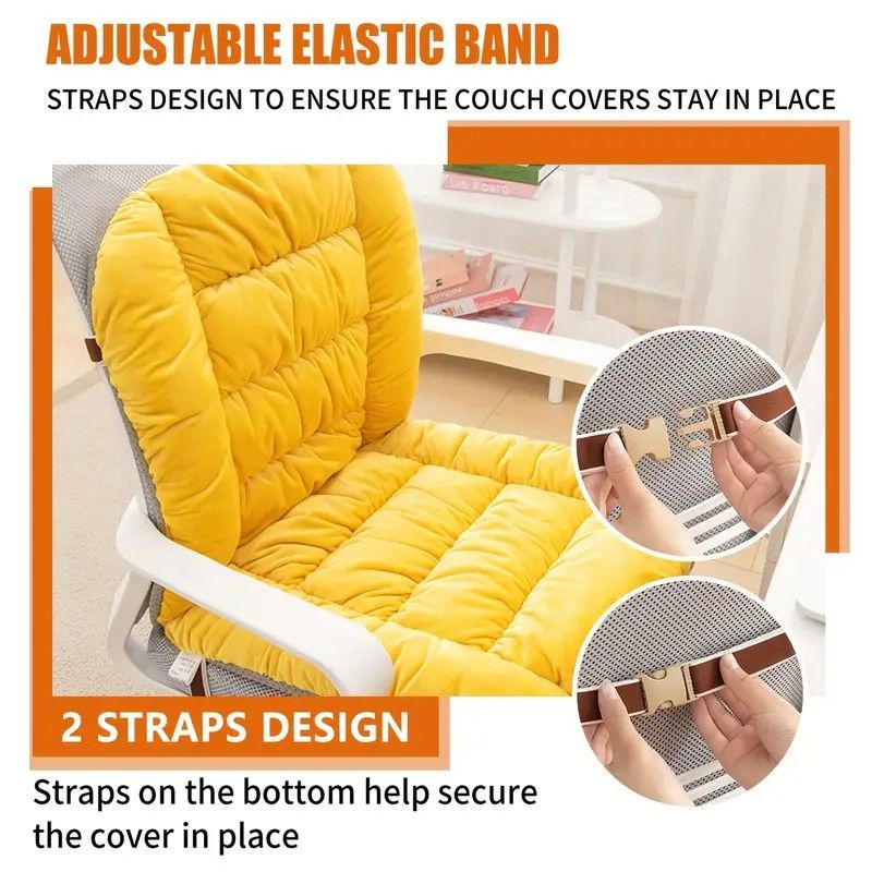 Winter Thick Fleece Seat & Back Cushion Set - 90cm Sofa Office Chair Warmer （wine red） - Image 6