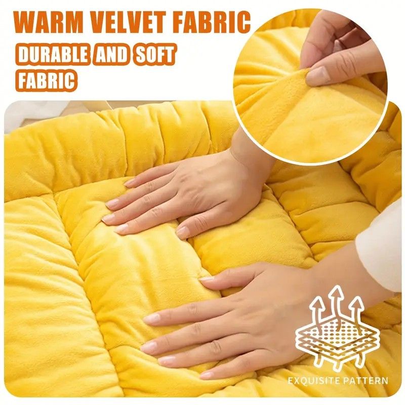 Winter Thick Fleece Seat & Back Cushion Set - 90cm Sofa Office Chair Warmer （aqua） - Image 2