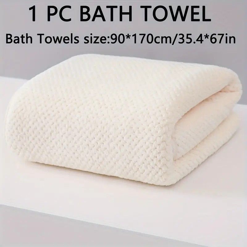 Modern Pineapple Grid Design Ultra-Soft Coral Fleece Bath Towel｜90x170cm Extra Thick Strong Absorption, Suitable for Bathroom, Gym, Hotel, and Home Use.(white) - Image 1