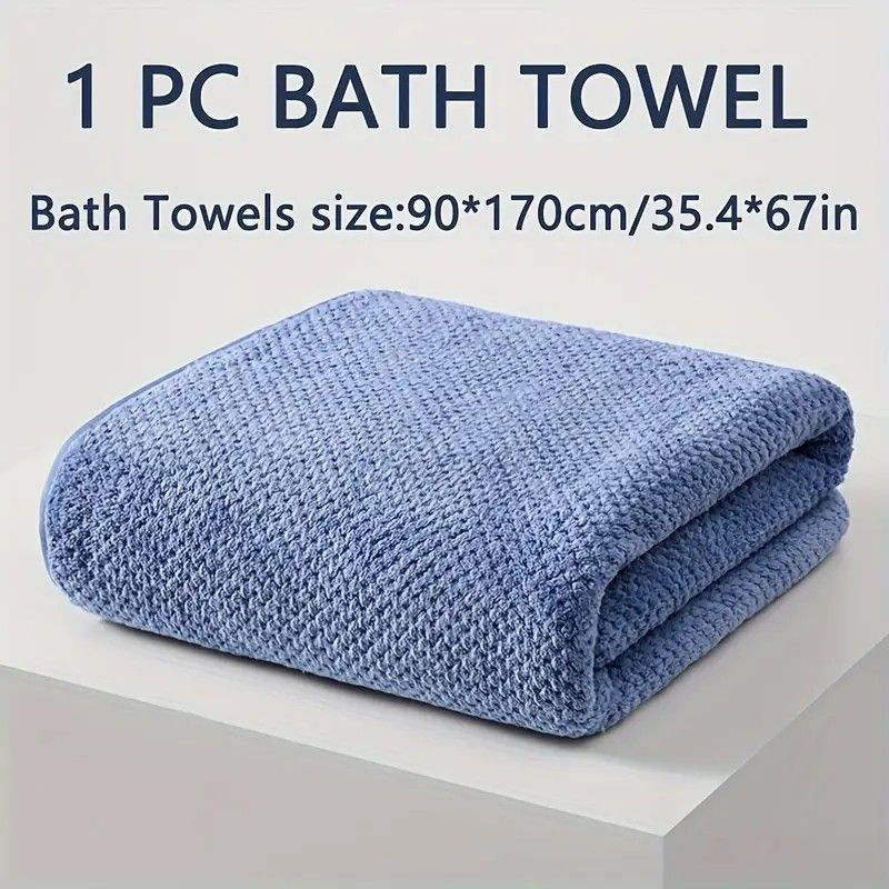 Modern Pineapple Grid Design Ultra-Soft Coral Fleece Bath Towel｜90x170cm Extra Thick Strong Absorption, Suitable for Bathroom, Gym, Hotel, and Home Use.(dark blue) - Image 1