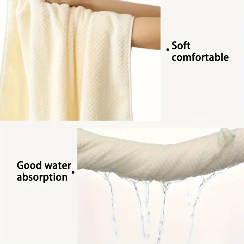 Modern Pineapple Grid Design Ultra-Soft Coral Fleece Bath Towel｜90x170cm Extra Thick Strong Absorption, Suitable for Bathroom, Gym, Hotel, and Home Use.(dark blue) - Image 6