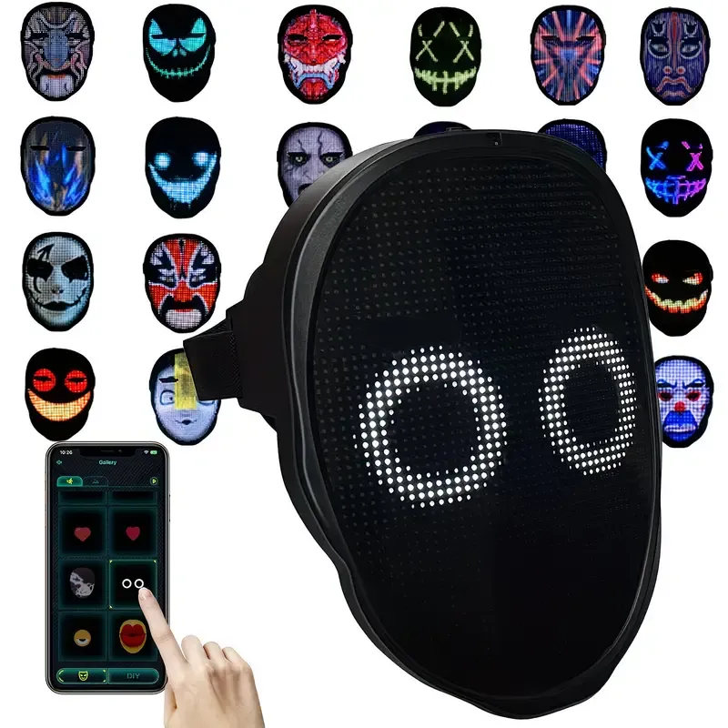 Smart LED Gesture-Sensing Light-Up Mask, 45 Dynamic + 70 Static Patterns, Party Atmosphere Essential / USB Rechargeable Version - Image 1
