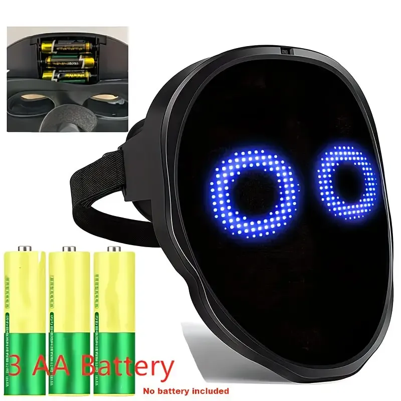 Smart LED Gesture-Sensing Light-Up Mask, 45 Dynamic + 70 Static Patterns, Party Atmosphere Essential / Battery-Powered Version - Image 6