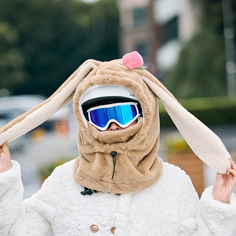 Cartoon Rabbit Ear Thermal Hat: Three-in-One Design, Cute and Warm, Perfect for Cycling and Skiing, Adorable All Winter Long!/GREY - Image 6