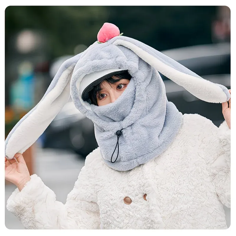 Cartoon Rabbit Ear Thermal Hat: Three-in-One Design, Cute and Warm, Perfect for Cycling and Skiing, Adorable All Winter Long!/camel - Image 4