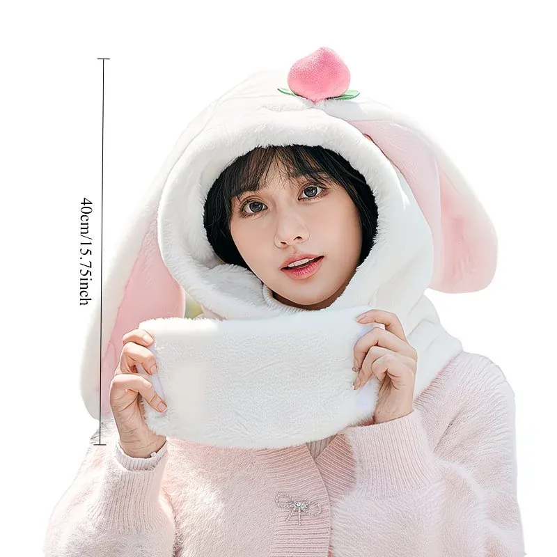 Cartoon Rabbit Ear Thermal Hat: Three-in-One Design, Cute and Warm, Perfect for Cycling and Skiing, Adorable All Winter Long!/PINK - Image 7