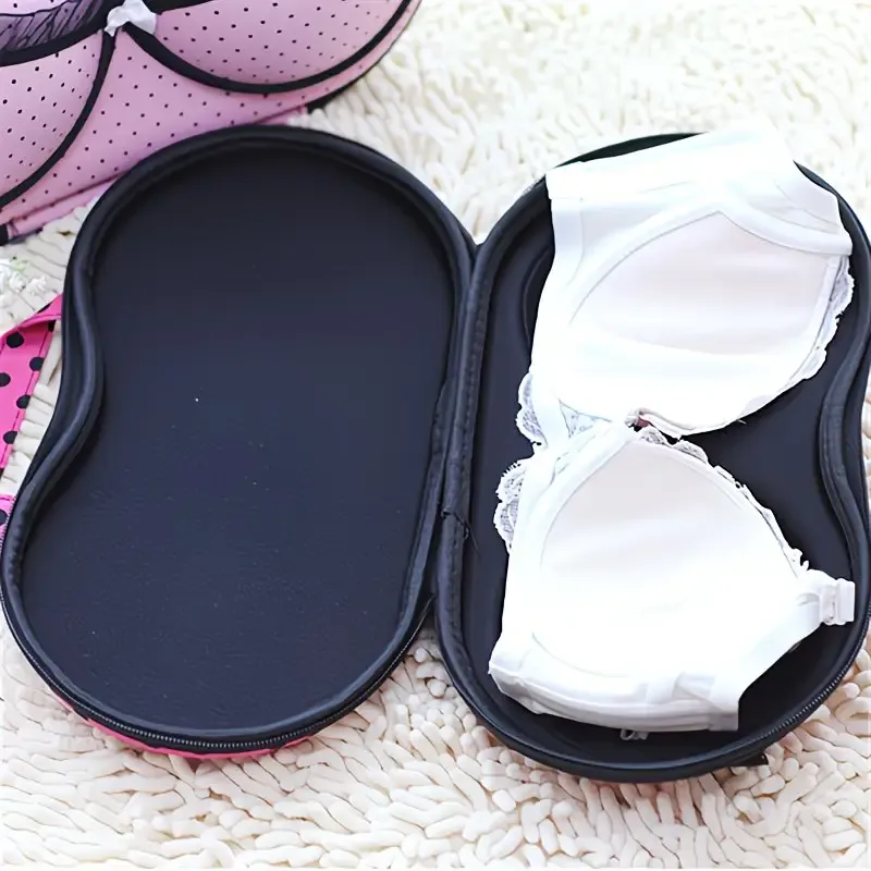 Fashionable EVA Bra Travel Storage Bag: Large Capacity Portable with Lid, Compression Resistant Anti Deformation, Essential for Business Trips, Beautiful and Practical/Black and white stripes - Image 2