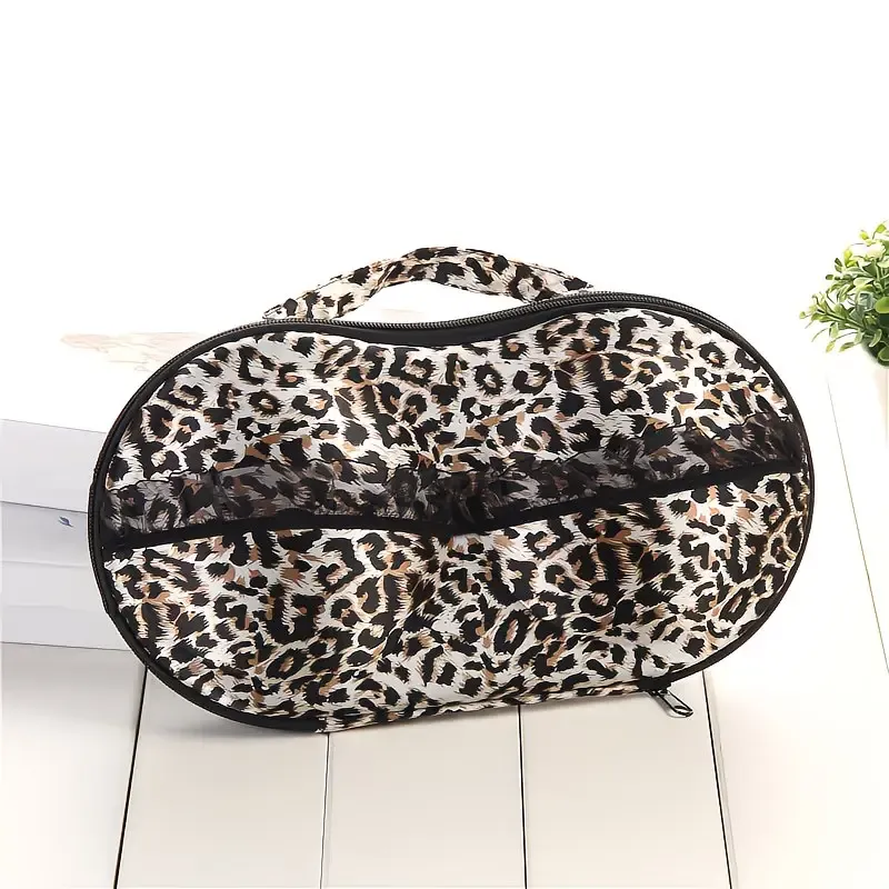 Fashionable EVA Bra Travel Storage Bag: Large Capacity Portable with Lid, Compression Resistant Anti Deformation, Essential for Business Trips, Beautiful and Practical/leopard print - Image 1