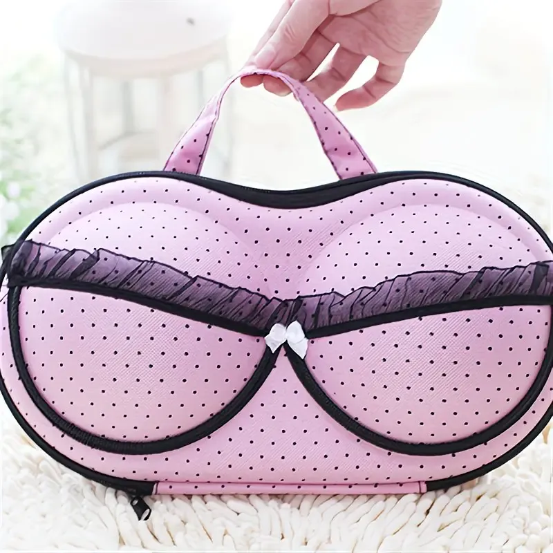 Fashionable EVA Bra Travel Storage Bag: Large Capacity Portable with Lid, Compression Resistant Anti Deformation, Essential for Business Trips, Beautiful and Practical/Foundation black spot - Image 1