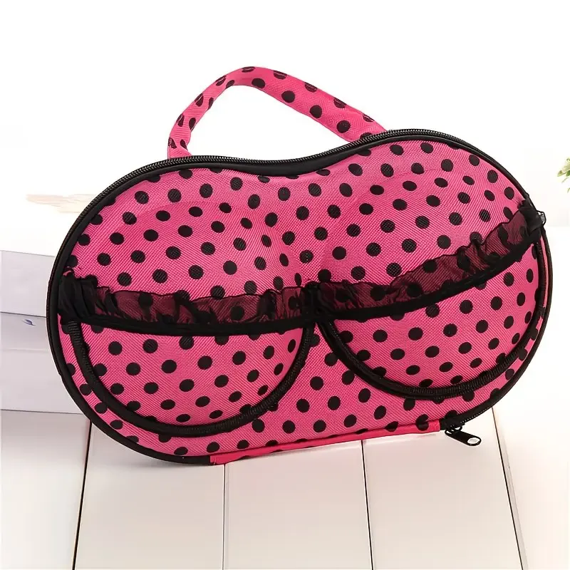 Fashionable EVA Bra Travel Storage Bag: Large Capacity Portable with Lid, Compression Resistant Anti Deformation, Essential for Business Trips, Beautiful and Practical/Rose black spot - Image 1