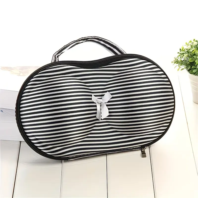 Fashionable EVA Bra Travel Storage Bag: Large Capacity Portable with Lid, Compression Resistant Anti Deformation, Essential for Business Trips, Beautiful and Practical/Foundation black spot/Green background rose with net - Image 2