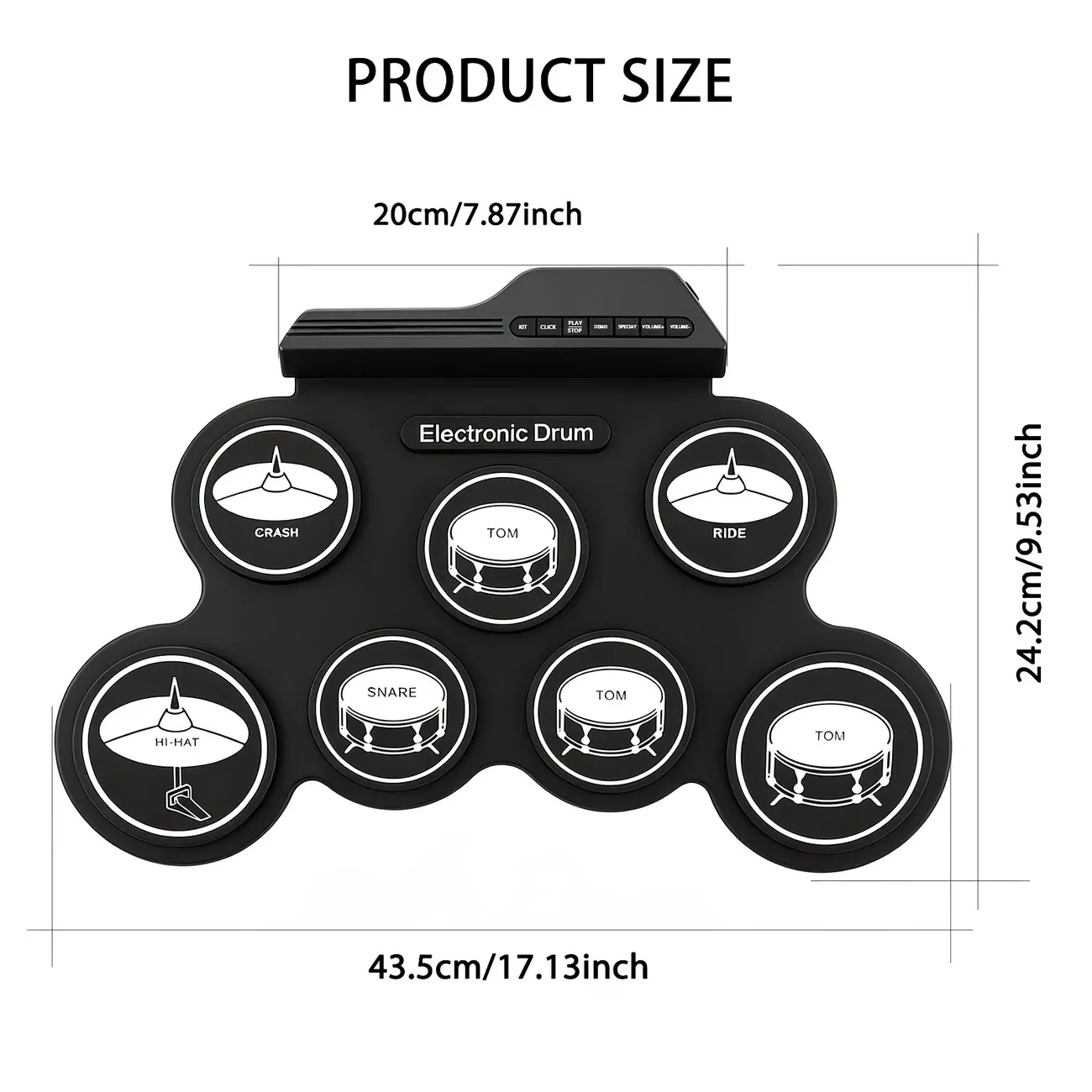Portable Roll-Up Electronic Drum: Seven Pads with Realistic Feel, Silent Practice, Foldable and Easy to Carry Anywhere - Image 4