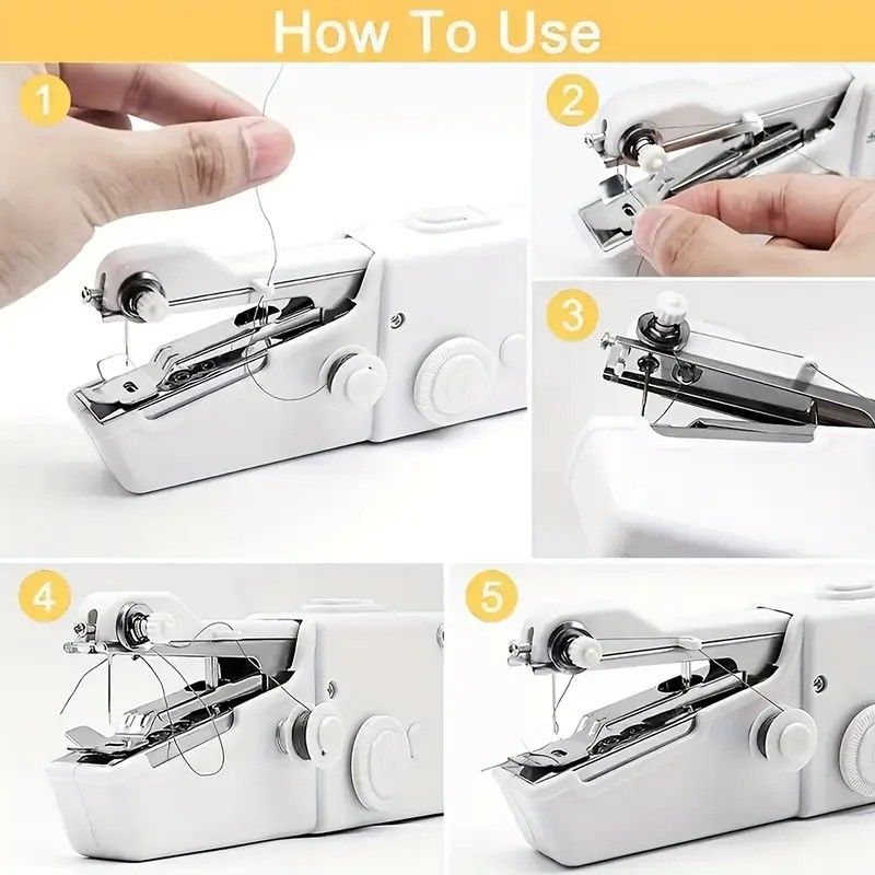 Handheld Sewing Machine, Mini Portable Sewing Machine, Quick Handheld Sewing Tool, Suitable for Fabric and Clothing (Batteries Not Included, Requires 4 AA Batteries), Colors of Fabric and Thread Spool in Accessories Are Random - Image 6