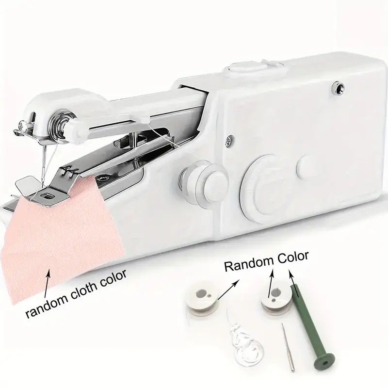 Handheld Sewing Machine, Mini Portable Sewing Machine, Quick Handheld Sewing Tool, Suitable for Fabric and Clothing (Batteries Not Included, Requires 4 AA Batteries), Colors of Fabric and Thread Spool in Accessories Are Random - Image 8