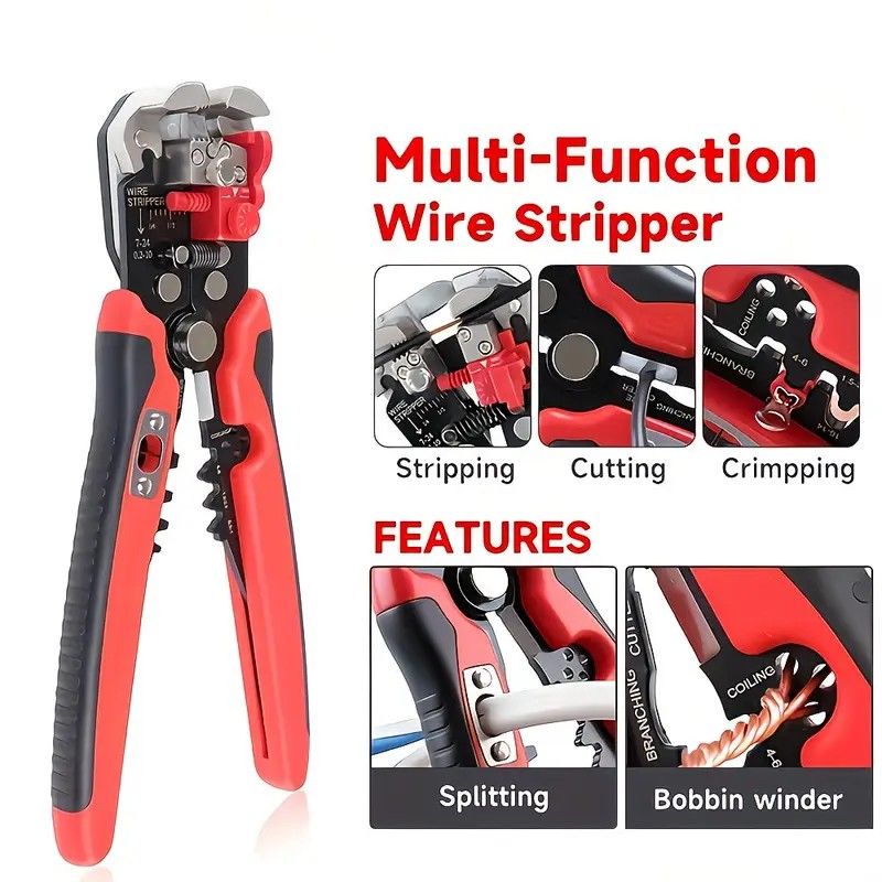 Multifunctional Wire Stripper, Five-in-One All-Purpose, Widely Compatible with 7-24 AWG, Intelligent Adjustment for Precise Stripping Without Damaging Core, Full Capabilities in Cutting, Crimping, Splitting, and Winding, Essential for Electricians and DIY - Image 3