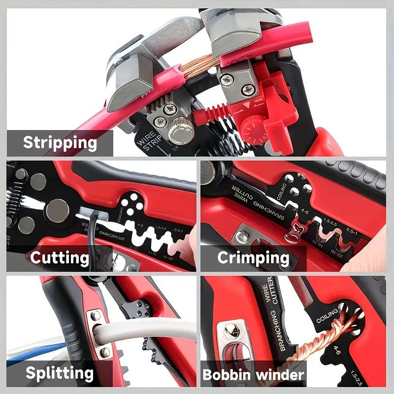 Multifunctional Wire Stripper, Five-in-One All-Purpose, Widely Compatible with 7-24 AWG, Intelligent Adjustment for Precise Stripping Without Damaging Core, Full Capabilities in Cutting, Crimping, Splitting, and Winding, Essential for Electricians and DIY - Image 4