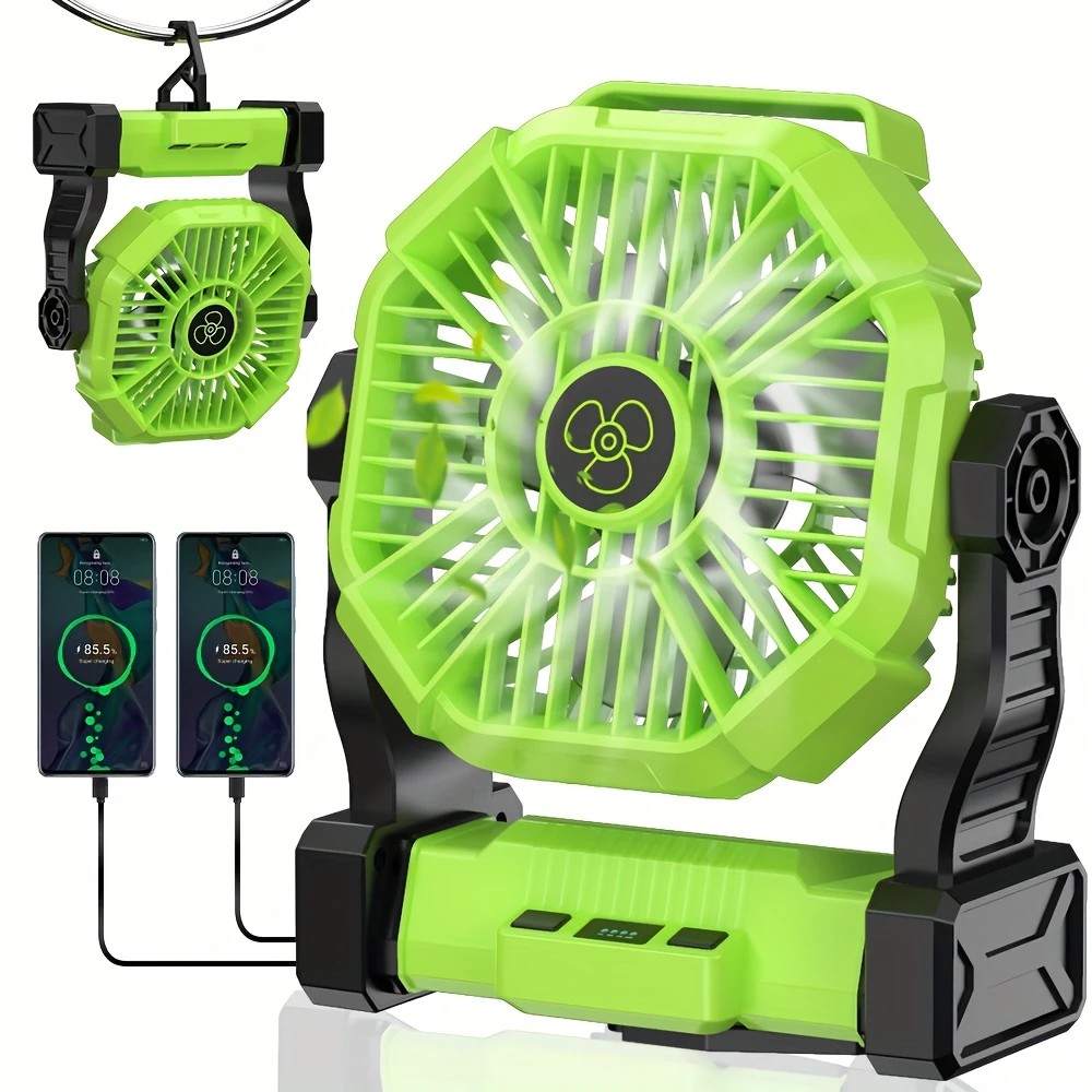 GREEN 2-in-1 Portable Fan & Light, Quiet & Cool for Outdoor Use - Image 1