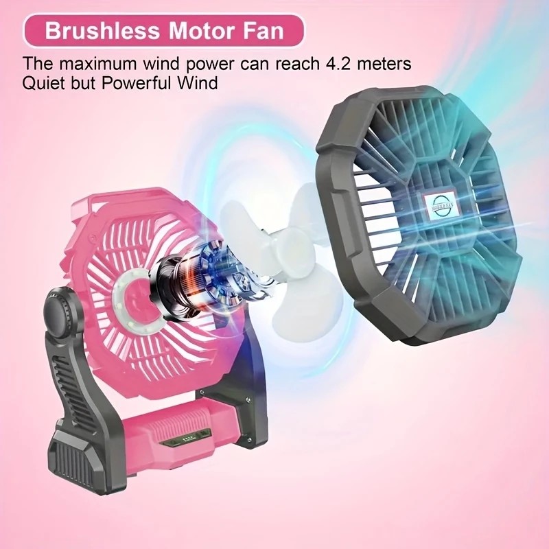 GREEN 2-in-1 Portable Fan & Light, Quiet & Cool for Outdoor Use - Image 3
