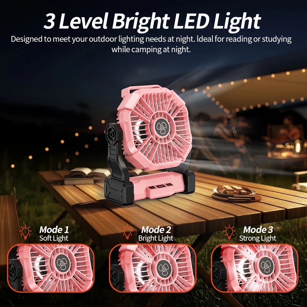 GREEN 2-in-1 Portable Fan & Light, Quiet & Cool for Outdoor Use - Image 6