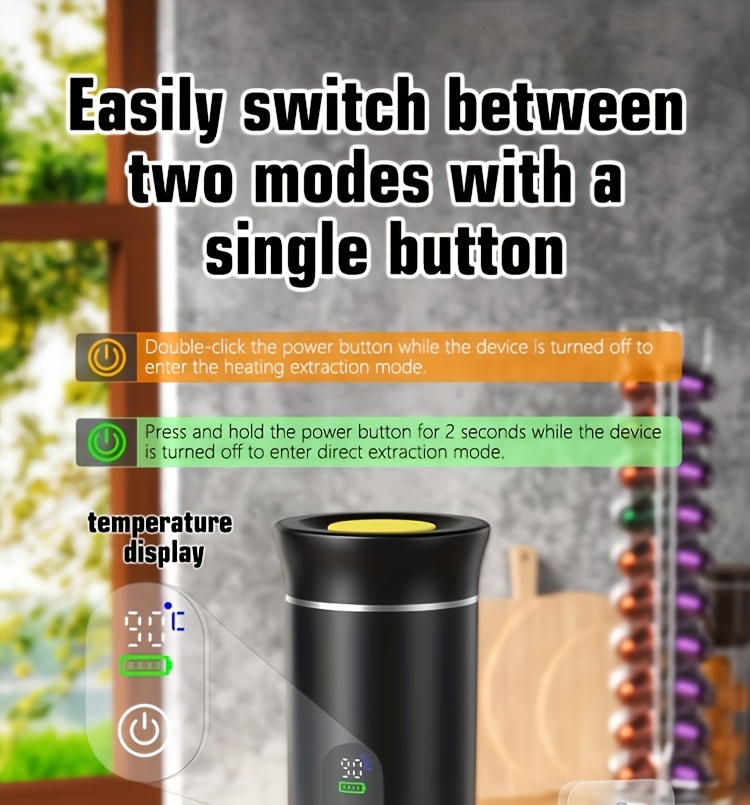 Portable 20Bar High - Pressure Extraction Coffee Machine, 80ml Stainless Steel Water Tank + Foldable Stand, Low - Battery Alert & Real - Time Temperature Control, Enjoy Barista - Quality Coffee on the Go, at Office or While Driving,White - Image 2