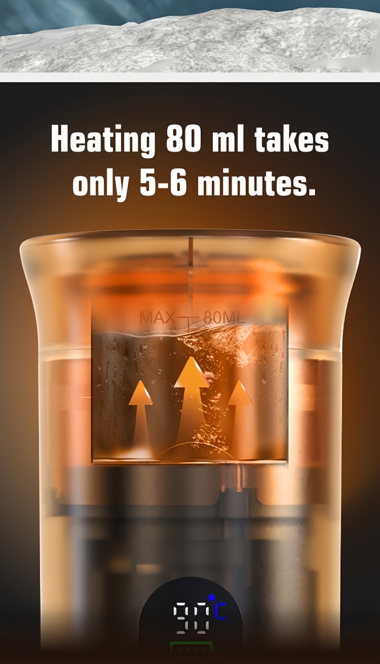 Portable 20Bar High - Pressure Extraction Coffee Machine, 80ml Stainless Steel Water Tank + Foldable Stand, Low - Battery Alert & Real - Time Temperature Control, Enjoy Barista - Quality Coffee on the Go, at Office or While Driving,White - Image 4