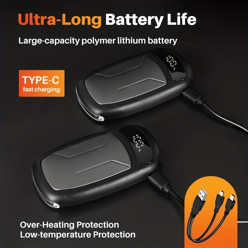 2PCS of rechargeable hand warmers with COB lights, featuring rapid heating, 3 adjustable modes, and a portable magnetic electric design. - Image 6