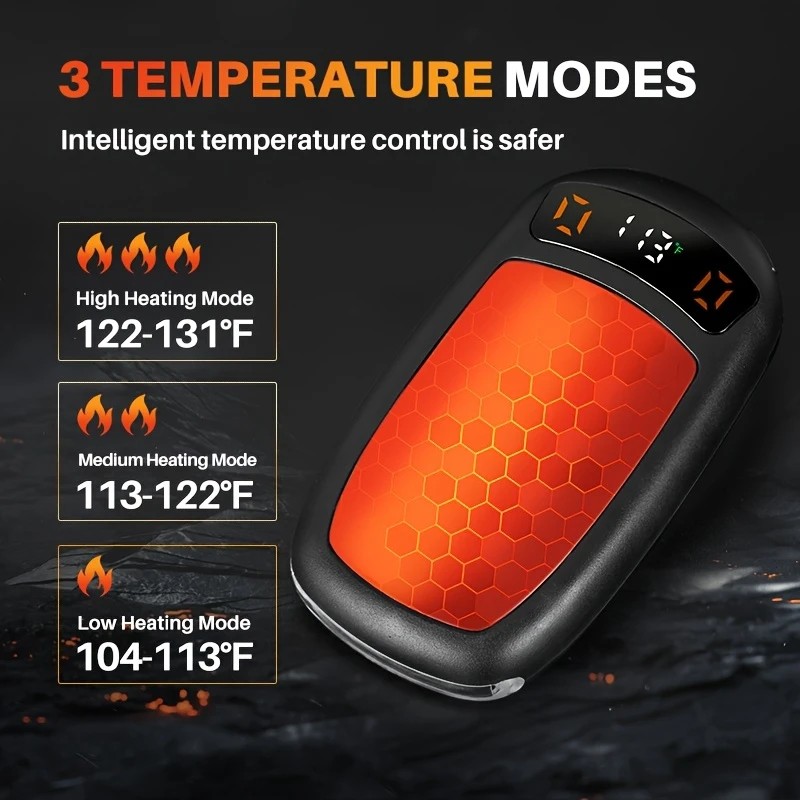 2PCS of rechargeable hand warmers with COB lights, featuring rapid heating, 3 adjustable modes, and a portable magnetic electric design. - Image 7