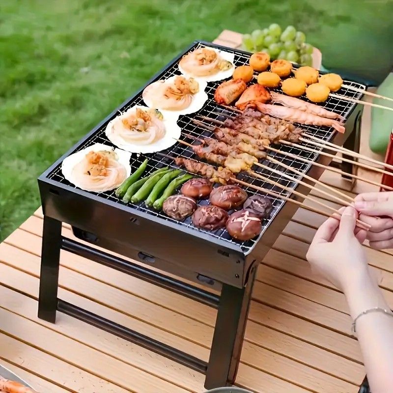 Portable Folding Grill: 4-Step Assembly, Light & Portable, Sturdy Design, Enjoy Outdoor Grilling Anytime - Image 1
