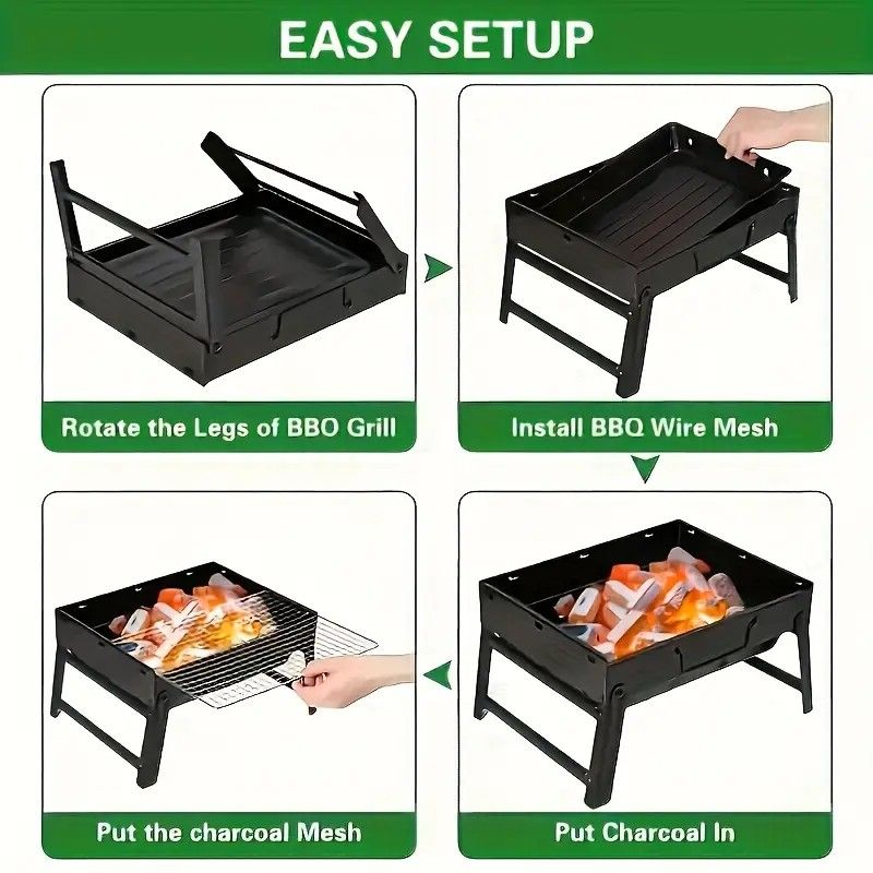 Portable Folding Grill: 4-Step Assembly, Light & Portable, Sturdy Design, Enjoy Outdoor Grilling Anytime - Image 8