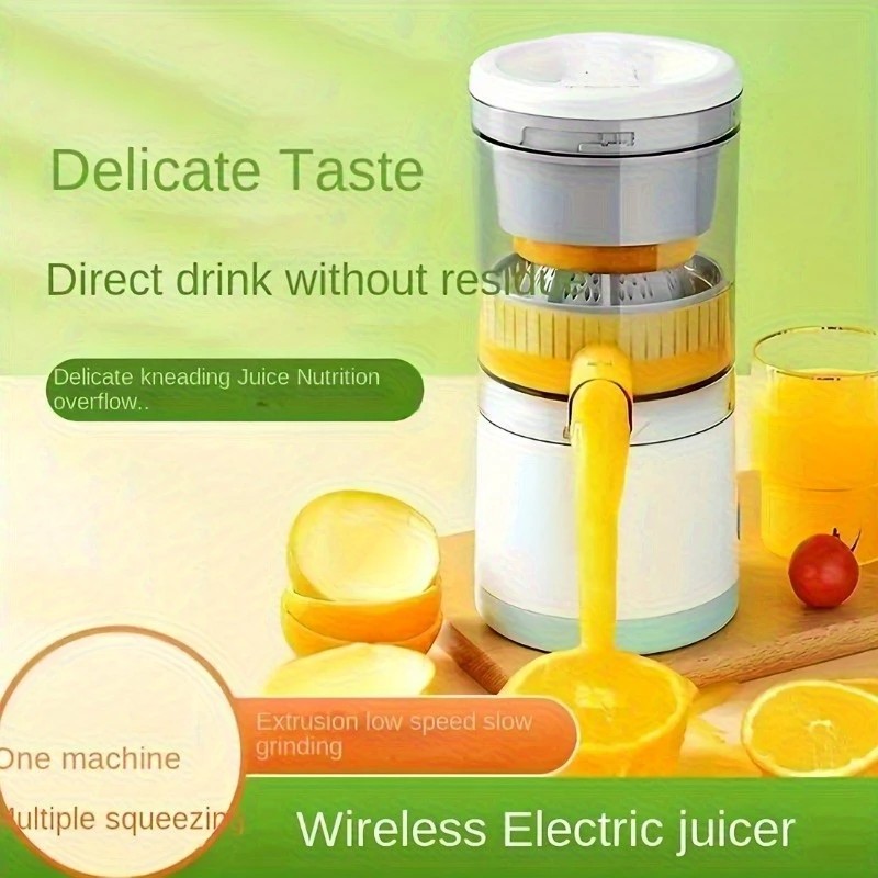 New portable USB juicer, powered by a rechargeable lithium battery, extracts juice from oranges, lemons, watermelons, grapes, and other juicy fruits with the press of a button, efficiently separating pulp residue—a versatile kitchen and travel helper. - Image 4