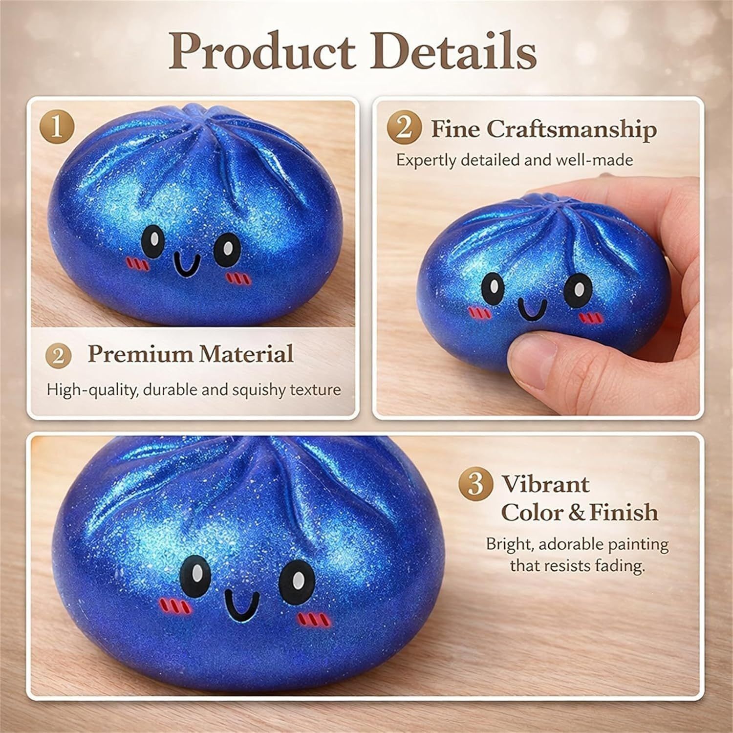 Simulated Smiley Steamed Bun Squishy Toy, Cute Stress Relief Plaything, Soft Slow-Rebound Texture, Adorable Desktop Decor（White pinching） - Image 5