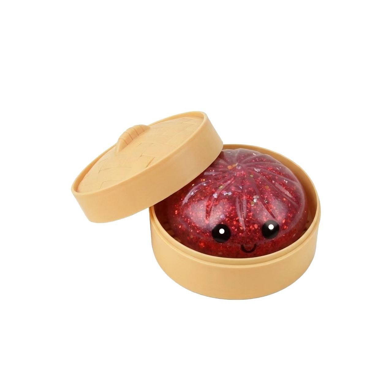 Simulated Smiley Steamed Bun Squishy Toy, Cute Stress Relief Plaything, Soft Slow-Rebound Texture, Adorable Desktop Decor（Red pinch） - Image 1