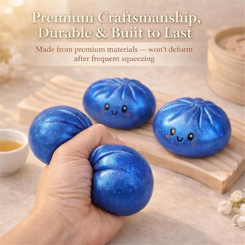 Simulated Smiley Steamed Bun Squishy Toy, Cute Stress Relief Plaything, Soft Slow-Rebound Texture, Adorable Desktop Decor（Red pinch） - Image 3