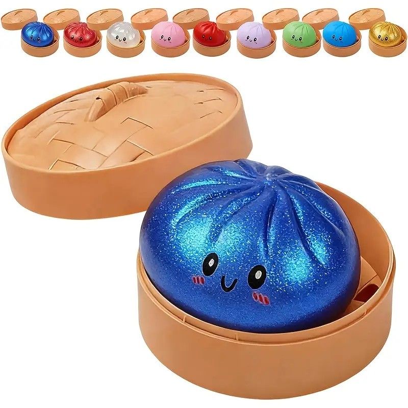 Simulated Smiley Steamed Bun Squishy Toy, Cute Stress Relief Plaything, Soft Slow-Rebound Texture, Adorable Desktop Decor（Red pinch） - Image 4