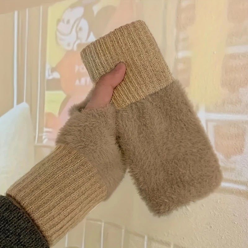 Women's Comfortable Fingerless Gloves - Soft, Warm, and Fashionable Pure White Winter Gloves, Suitable for Cold Weather or Casual Wear, Hand Washable, Ladies' Gloves.white - Image 6