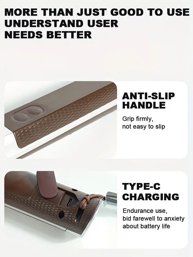 LED-lit electric barbecue brush, rechargeable rotating cleaning, instantly cleans the grill after backyard BBQ, lazy cleaning essential.(BROWN) - Image 4