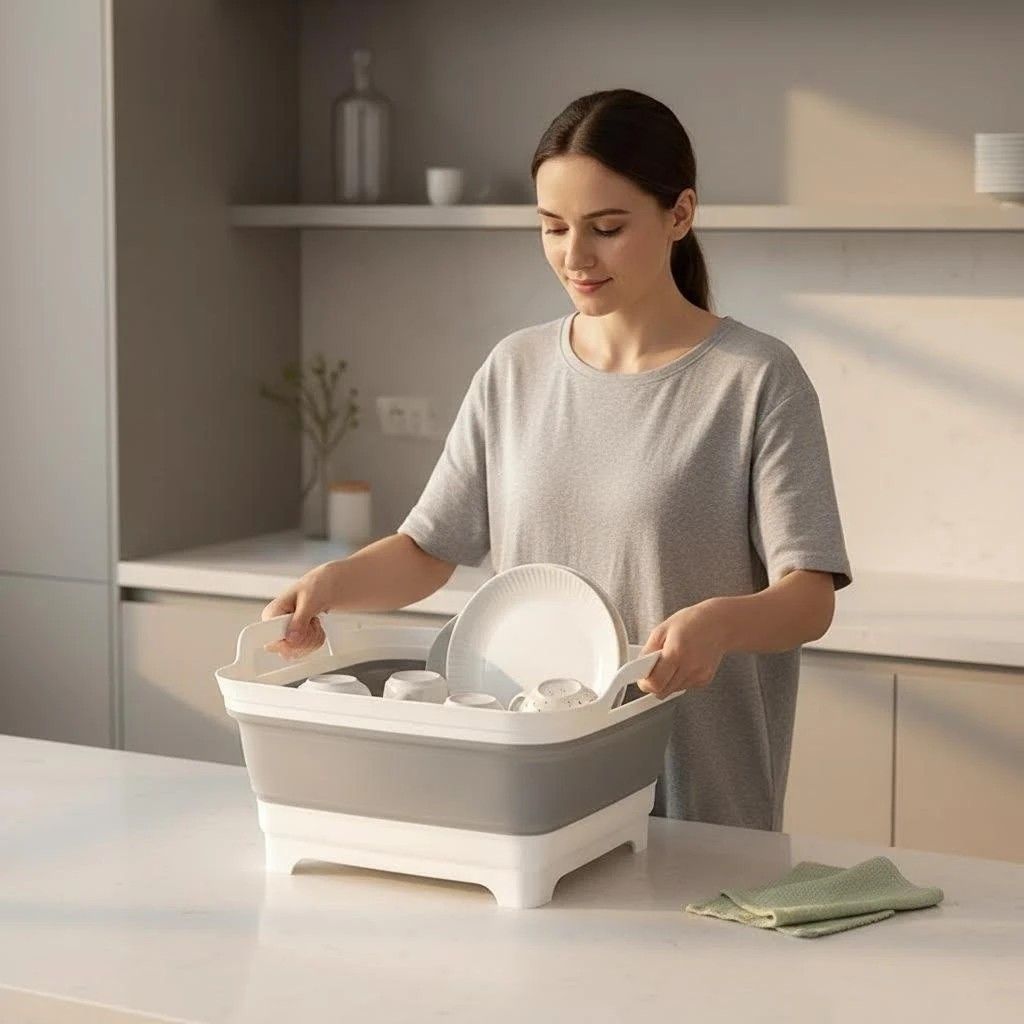 Portable Folding Sink: Space-Saving Storage, Multi-Use for Kitchen, Balcony, and Outdoors - Image 2