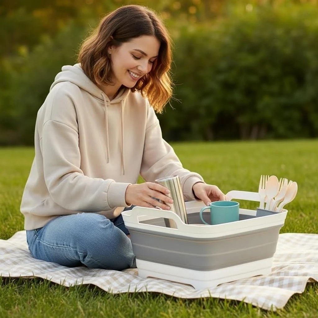 Portable Folding Sink: Space-Saving Storage, Multi-Use for Kitchen, Balcony, and Outdoors - Image 3