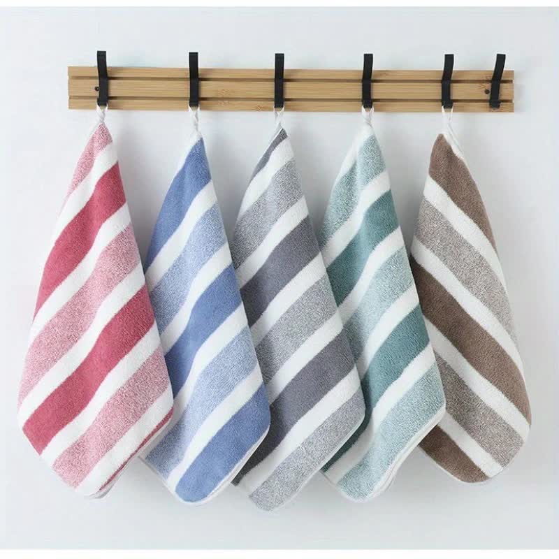GREEN 12PCS Thick Absorbent Lint-Free Coral Fleece Kitchen Cleaning Cloth, Easily Removes Grease, Hangable for Drying - Image 2