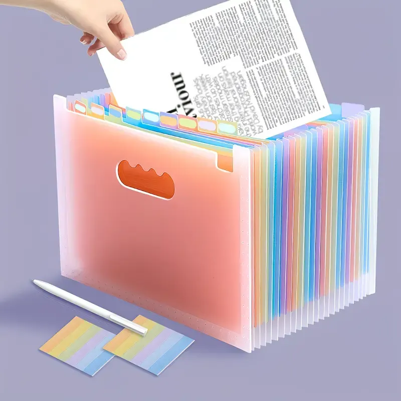 1pcs 25-Slot Expandable Rainbow Accordion Folder, Vertical Multi-Pocket Design, Large Capacity Holds 2000 Sheets, Waterproof and Portable, Great Helper for Office and School Organization - Image 1