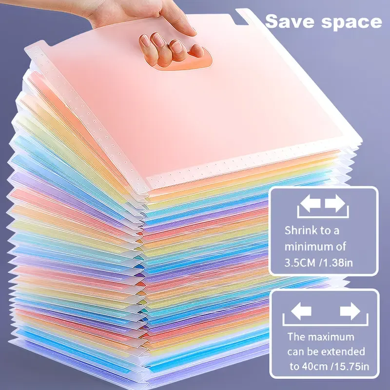 1pcs 25-Slot Expandable Rainbow Accordion Folder, Vertical Multi-Pocket Design, Large Capacity Holds 2000 Sheets, Waterproof and Portable, Great Helper for Office and School Organization - Image 3