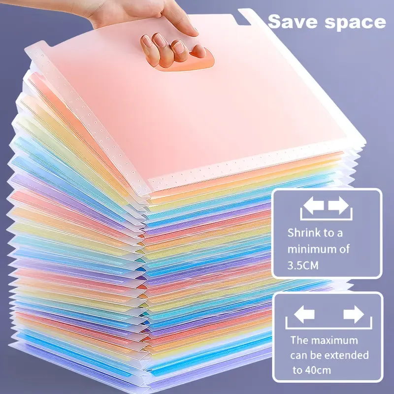 1pcs 25-Slot Expandable Rainbow Accordion Folder, Vertical Multi-Pocket Design, Large Capacity Holds 2000 Sheets, Waterproof and Portable, Great Helper for Office and School Organization - Image 6