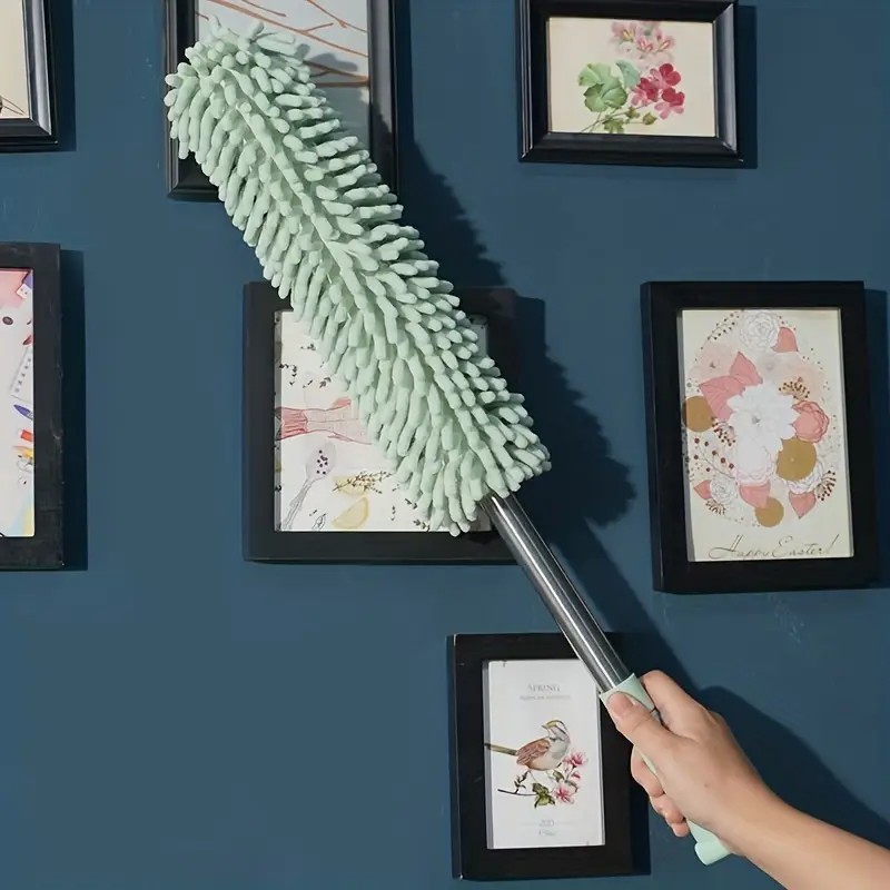 khaki  Household Cleaning Duster / Static Duster / Dust Sweeper / Telescopic & Non-Shedding / Washable & Bendable / High-Reach Cleaning Tool / Cleaning Tools & Supplies - Image 2