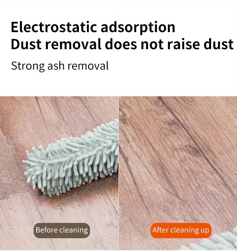 khaki  Household Cleaning Duster / Static Duster / Dust Sweeper / Telescopic & Non-Shedding / Washable & Bendable / High-Reach Cleaning Tool / Cleaning Tools & Supplies - Image 7