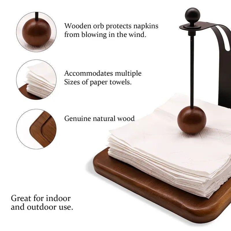 Elegant Napkin Holder – 1 Pack, Elegant Metal Napkin Holder with Ball Knobs | Stylish Black Base, Perfect for Dining Table, Nightstand, Living Room, Hotel and Cafe Decoration - Image 4