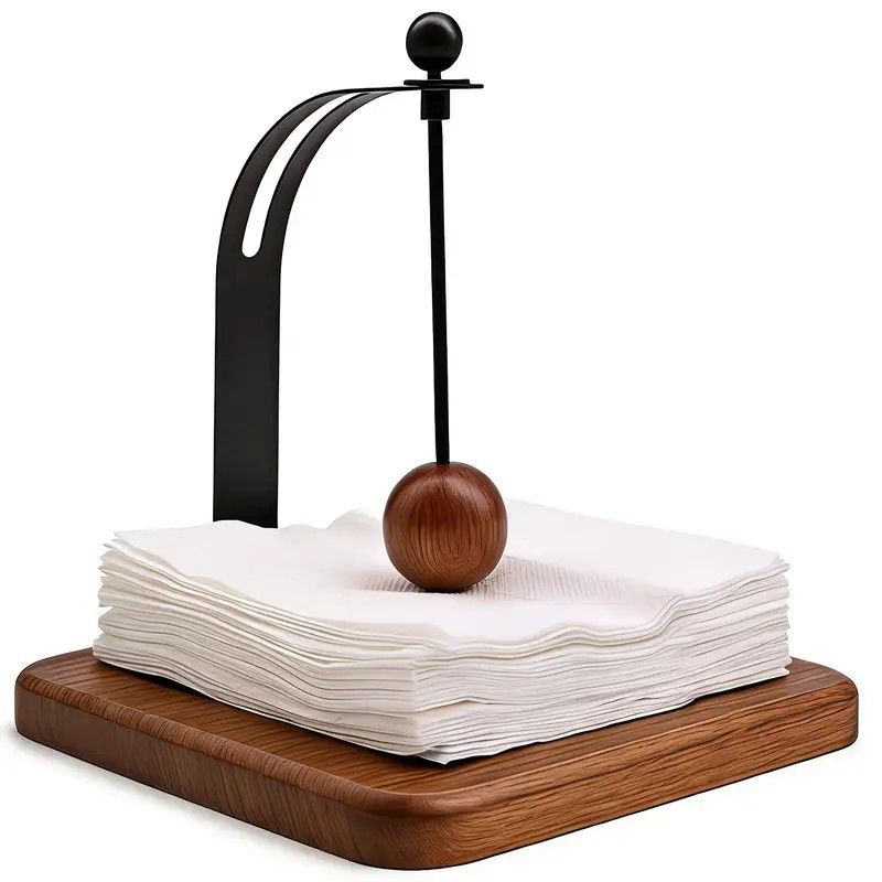 Elegant Napkin Holder – 1 Pack, Elegant Metal Napkin Holder with Ball Knobs | Stylish Black Base, Perfect for Dining Table, Nightstand, Living Room, Hotel and Cafe Decoration - Image 5